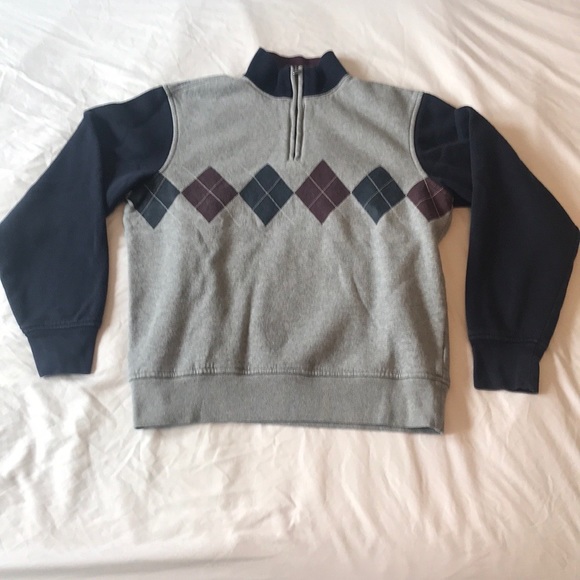 🌟TOMMY HILFIGER Navy/Grey Argyle Print Quarter Zip - Picture 3 of 7